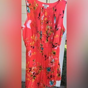 Pretty in Peach- Floral Print Dress By Liz Claiborne Sz 12p